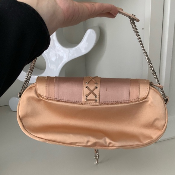 Vintage 90’S Y2K GIUSEPPE ZANOTTI Satin blush pink Shoulder Baguette Purse bag - Picture 3 of 16